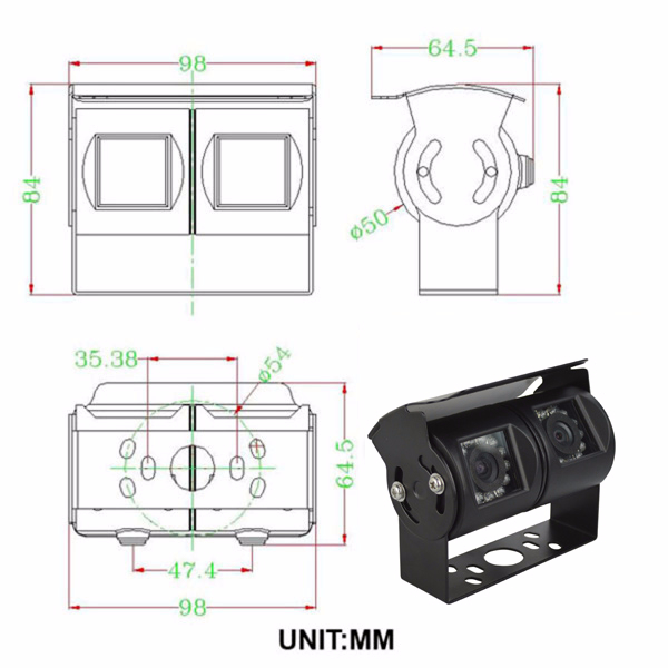 HD 1080P  Dual Lens Rear View Camera